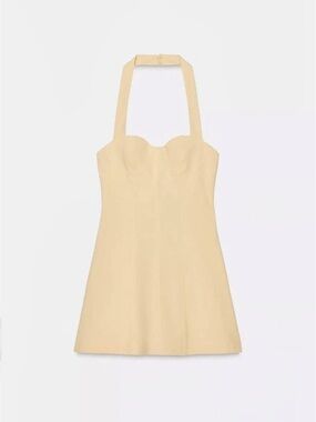 Zara Halter Jumpsuit Mini Dress in Yellow | Size Small